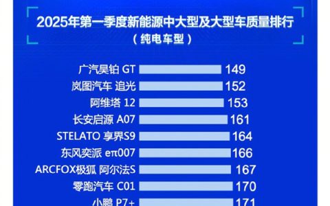 2025年Q1新能源中大/大型车质量排行出炉：网友看完质疑真实性